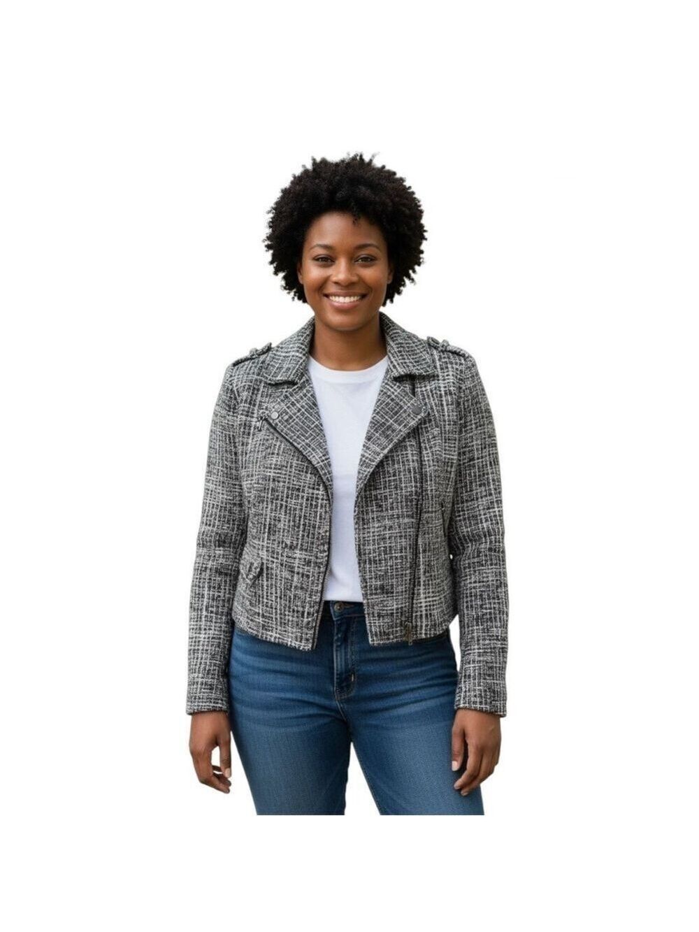 Lane Bryant Knit Tweed Moto Jacket Sz 20